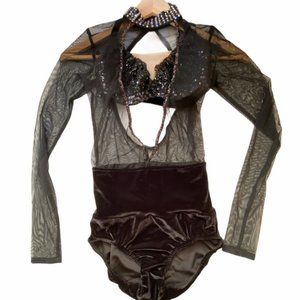 Dance Costume Costume Black/Maroon Jazz Rhinestone Mesh AM